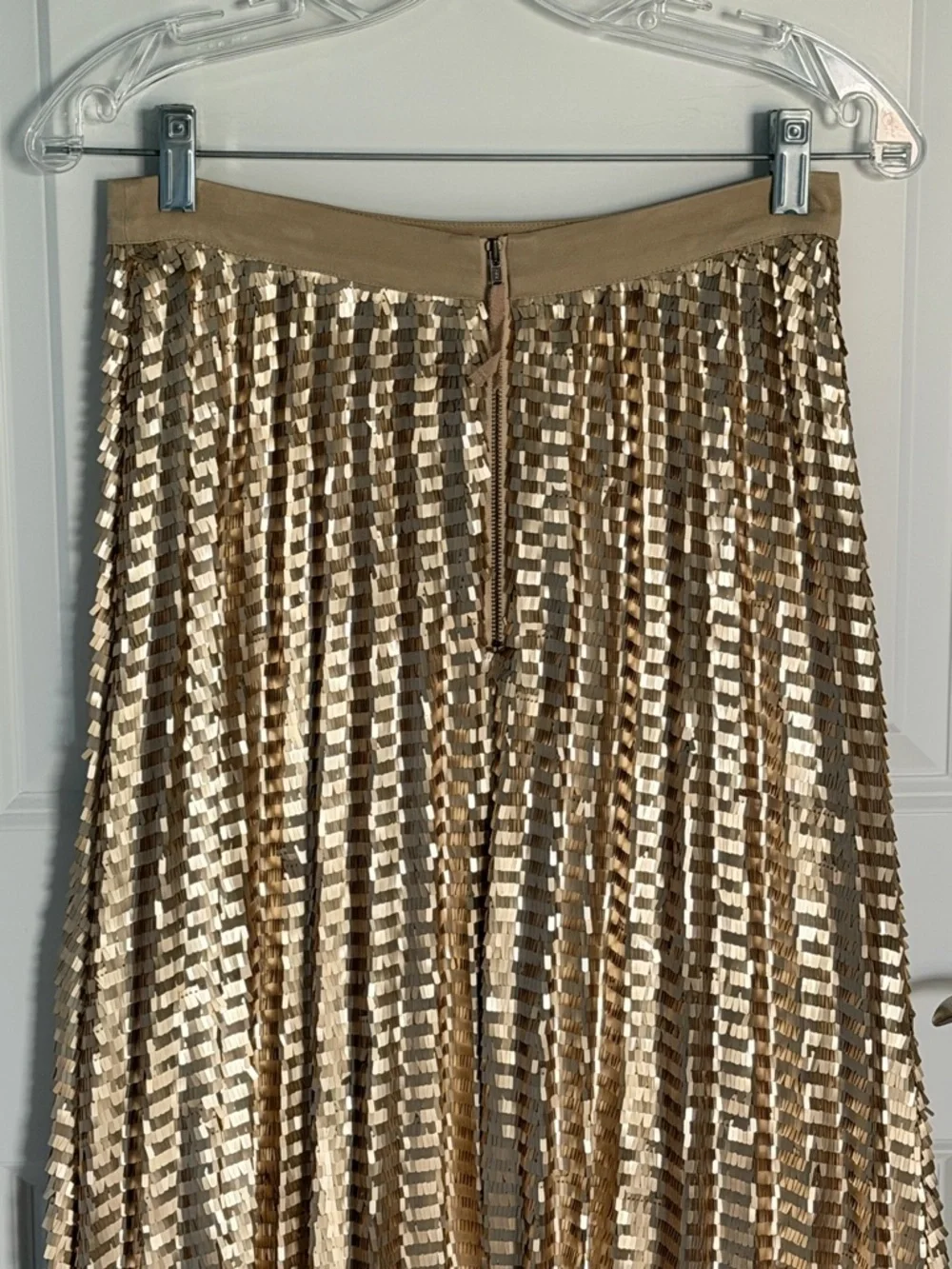 Maeve by Anthropologie Gold Natalia Sequined Midi Skirt Size 2 54474